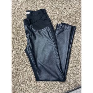 Leather Front Cotton Back Pants